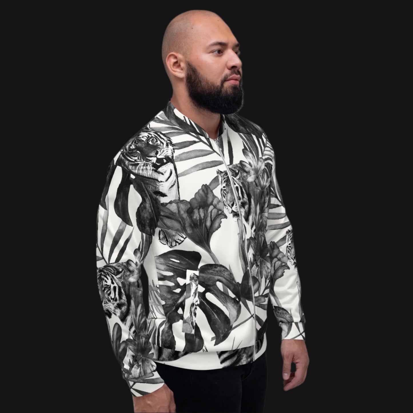 White Tiger Modern Unisex Bomber Jacket