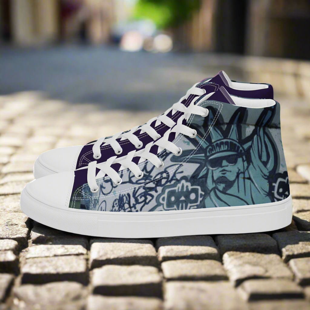 GRAFFITI STATUE OF LIBERTY Men’s high top canvas shoes