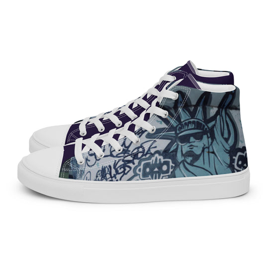 GRAFFITI STATUE OF LIBERTY Men’s high top canvas shoes