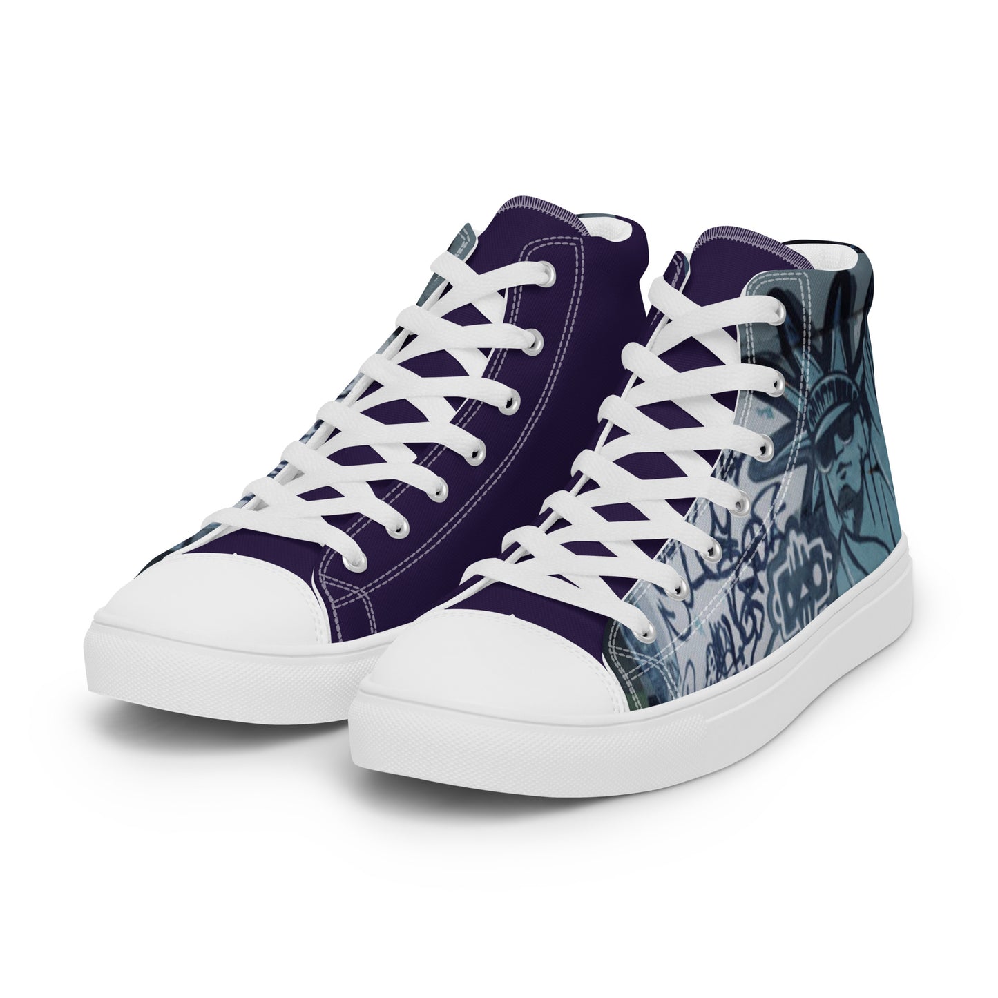 GRAFFITI STATUE OF LIBERTY Men’s high top canvas shoes