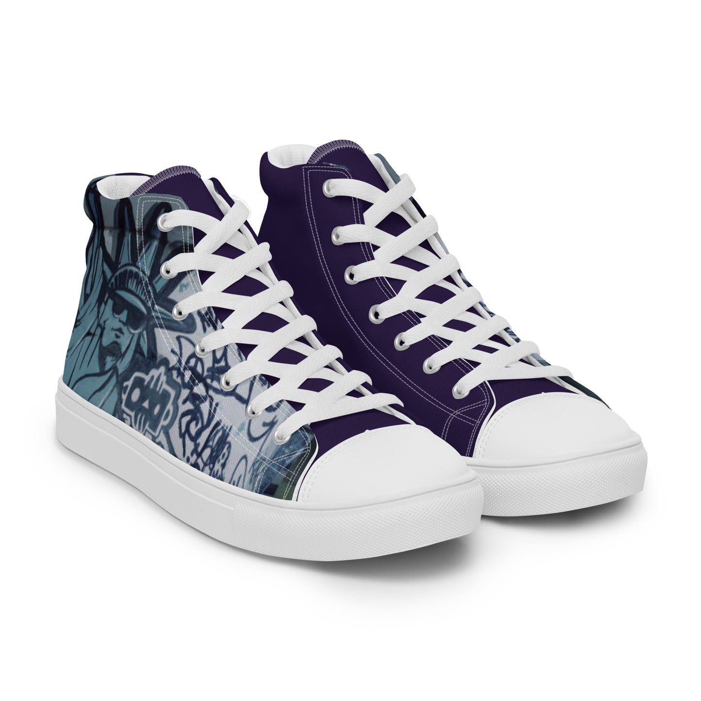 GRAFFITI STATUE OF LIBERTY Men’s high top canvas shoes