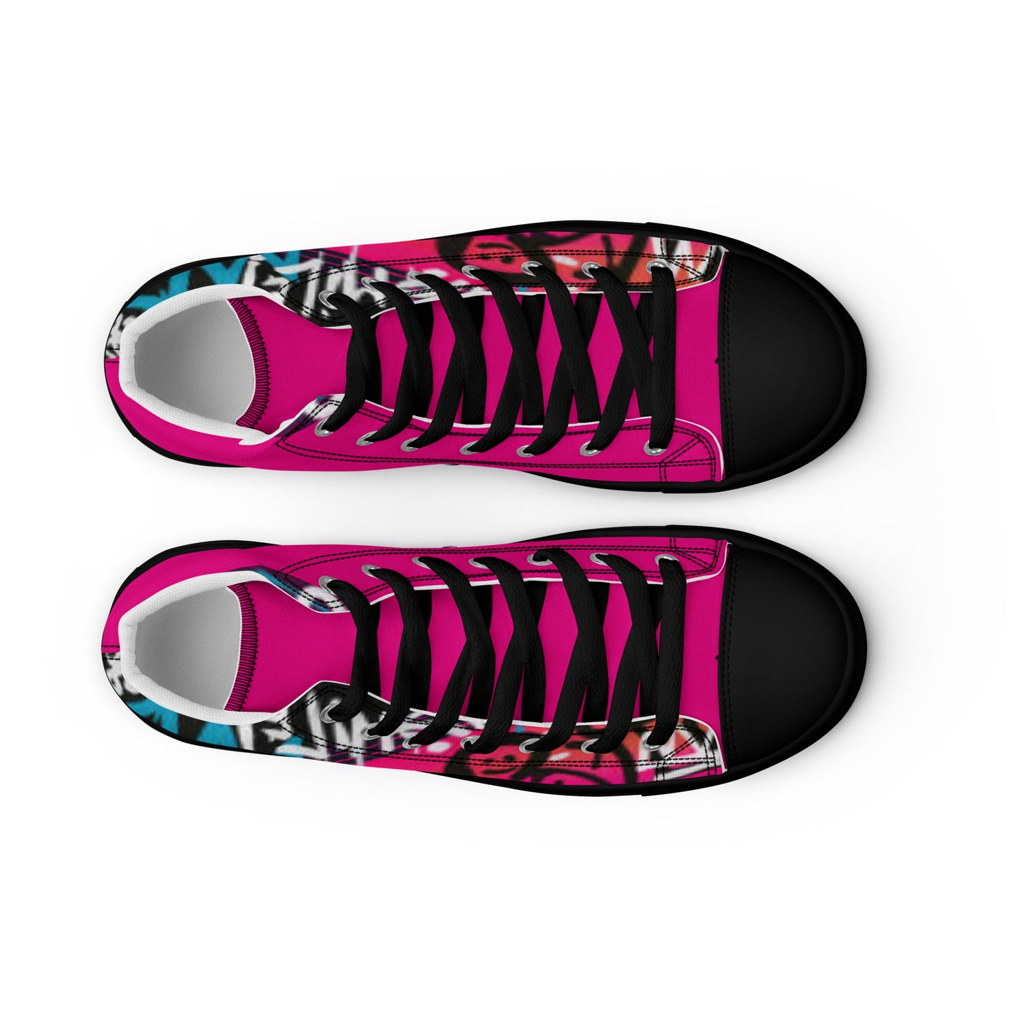 Graffiti Smile Pink Women’s high top canvas shoes