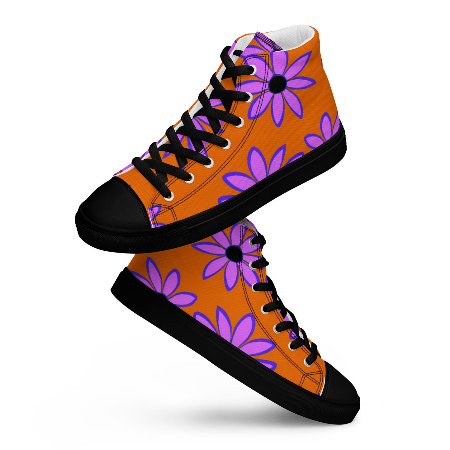 Purple Flowers Women’s high top canvas shoes