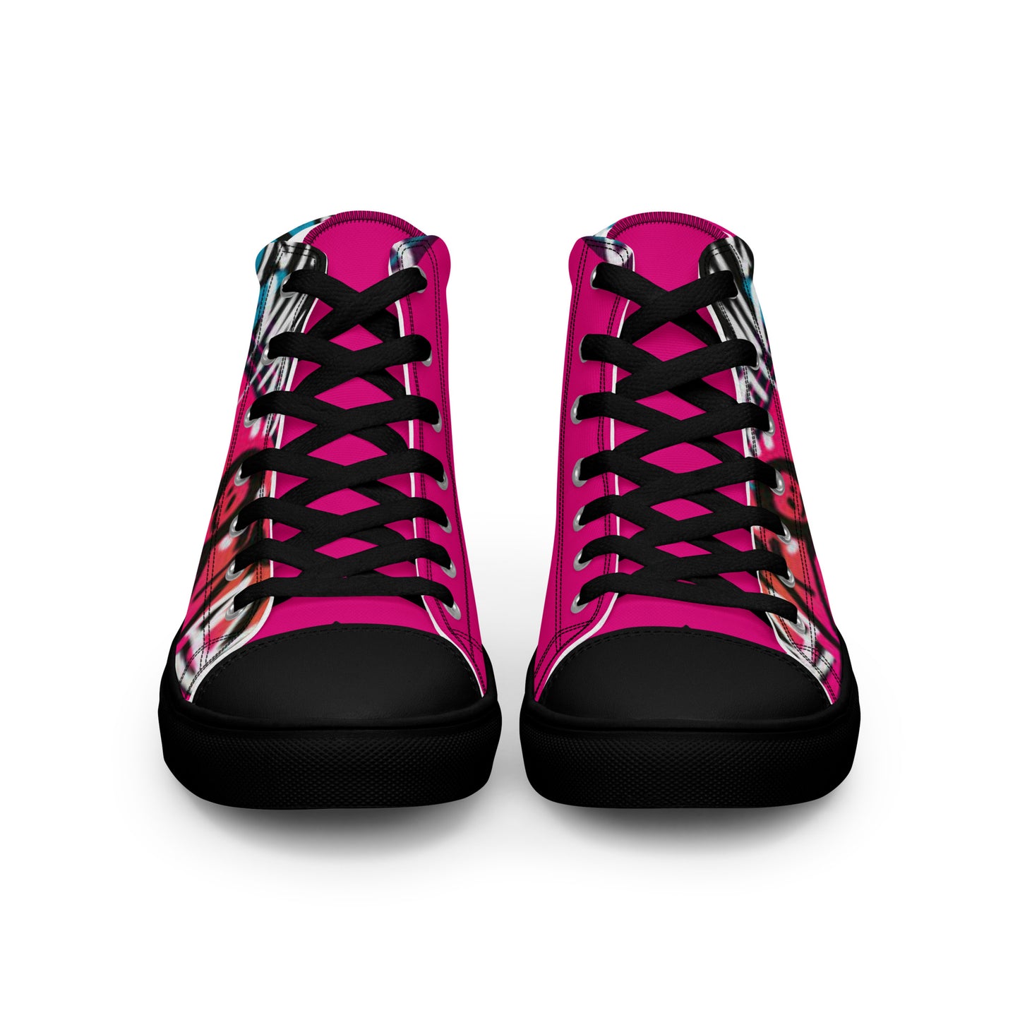 Graffiti Smile Pink Women’s high top canvas shoes