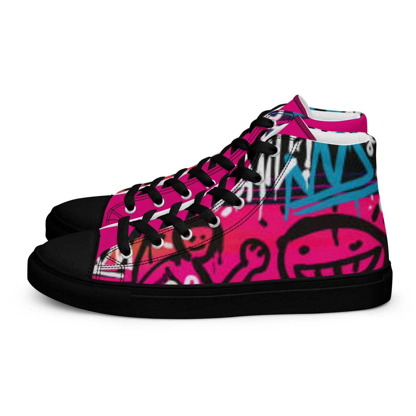 Graffiti Smile Pink Women’s high top canvas shoes