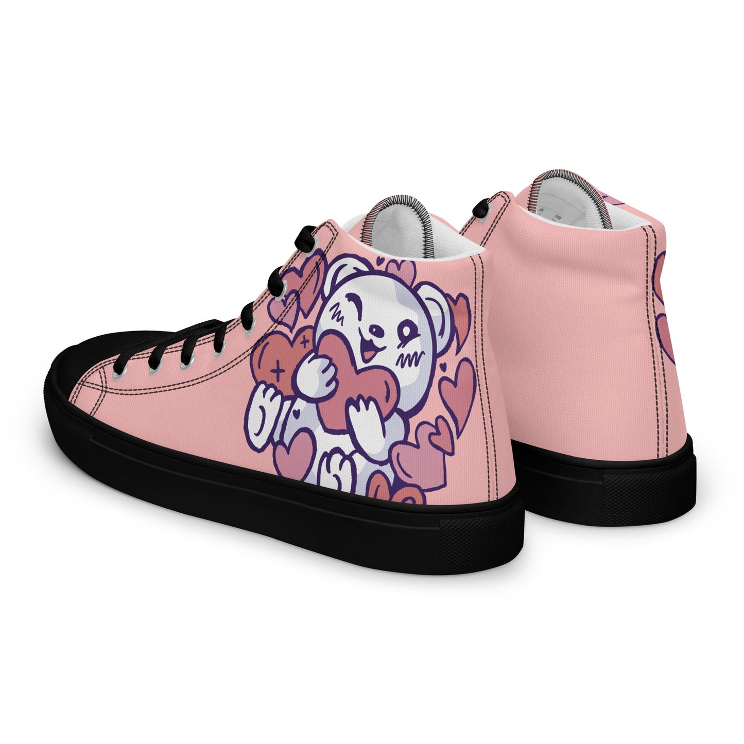 Teddy Bear Love Women’s high top canvas shoes