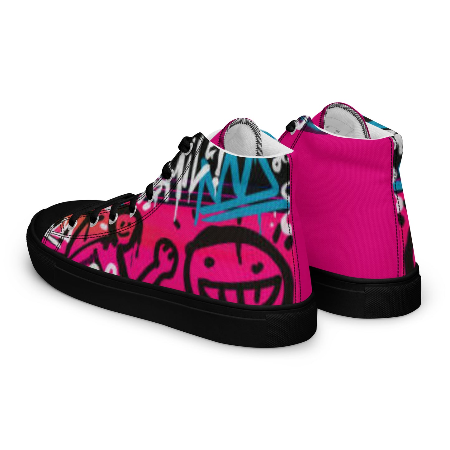 Graffiti Smile Pink Women’s high top canvas shoes