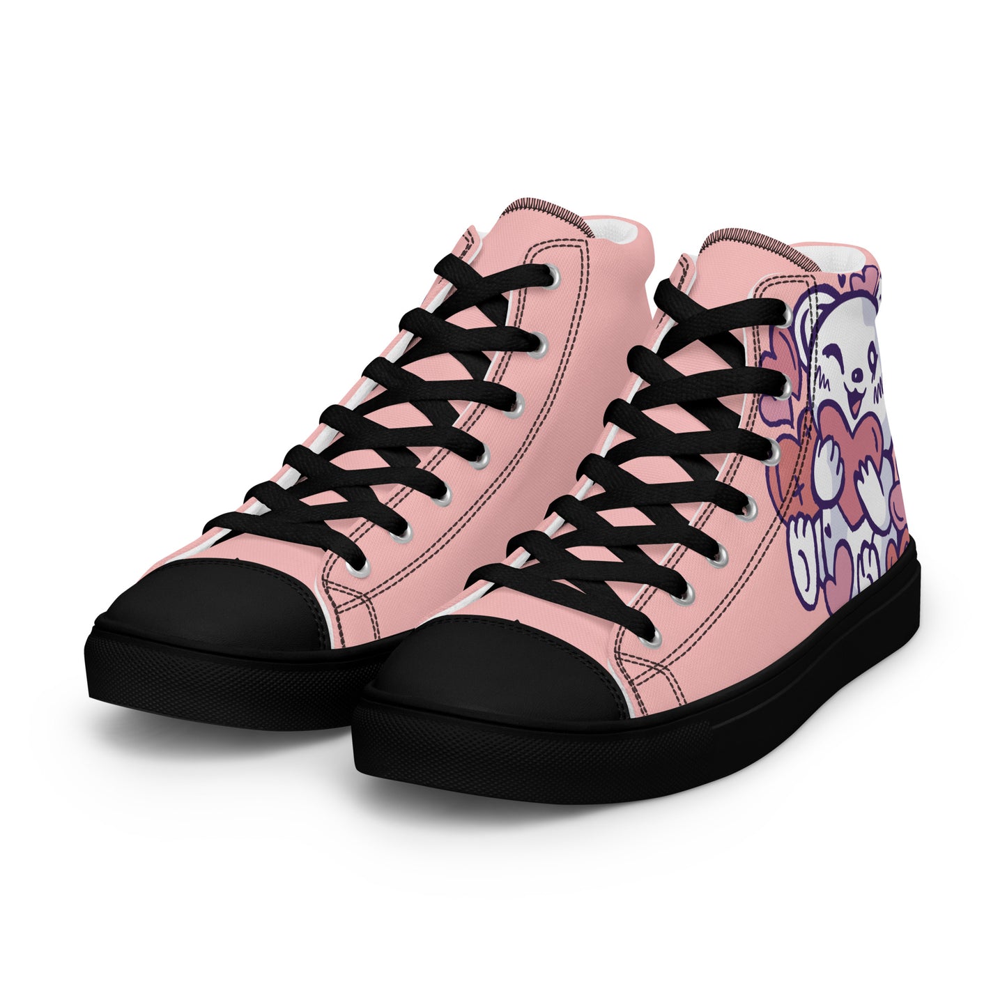 Teddy Bear Love Women’s high top canvas shoes