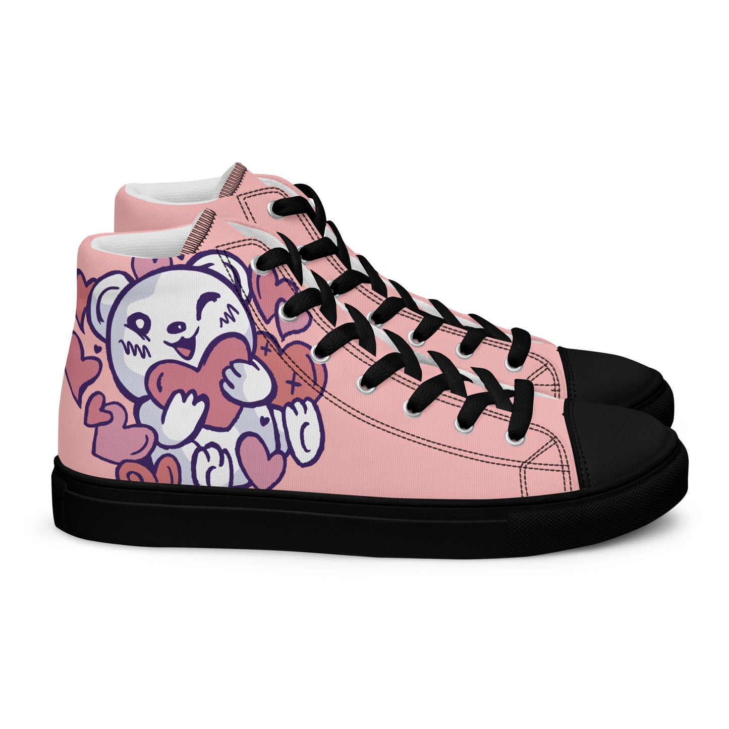 Teddy Bear Love Women’s high top canvas shoes