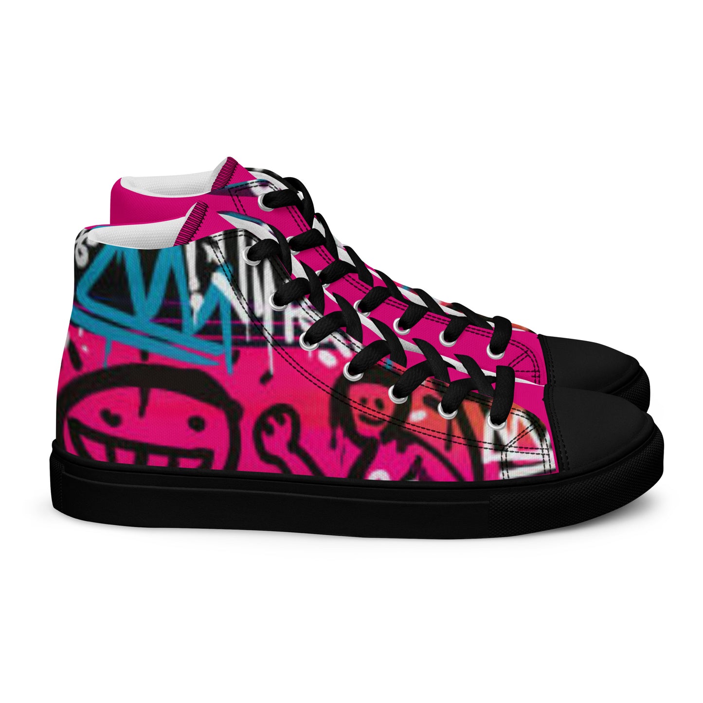 Graffiti Smile Pink Women’s high top canvas shoes