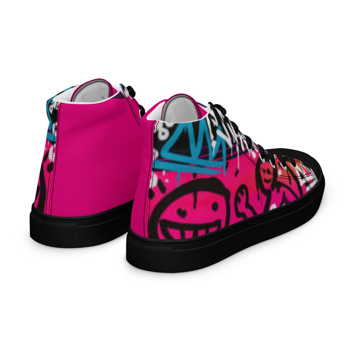 Graffiti Smile Pink Women’s high top canvas shoes