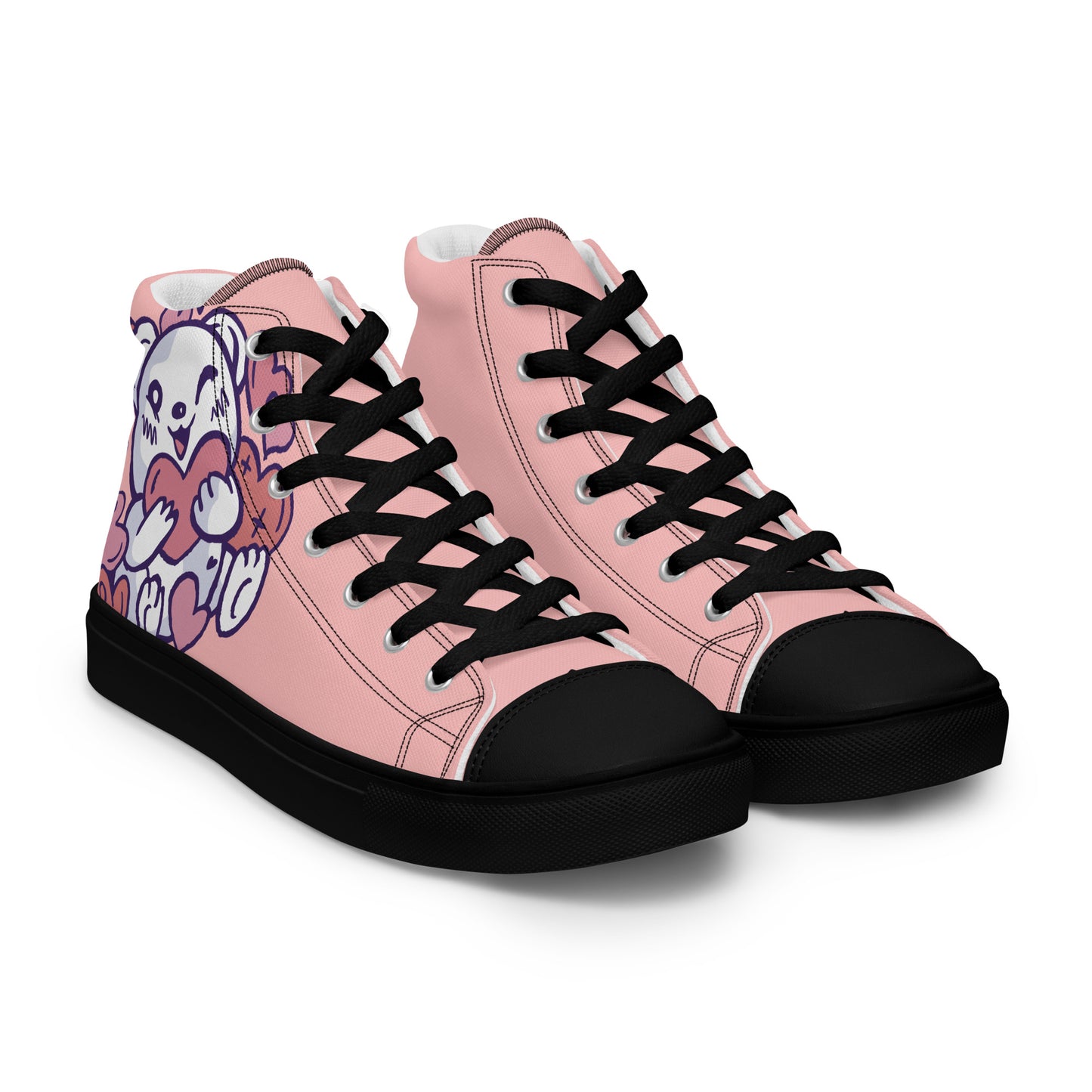 Teddy Bear Love Women’s high top canvas shoes