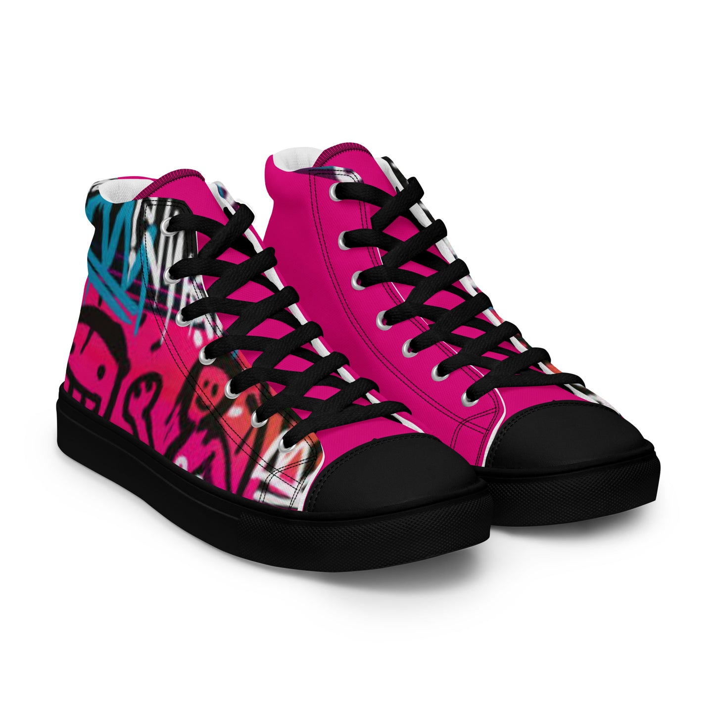 Graffiti Smile Pink Women’s high top canvas shoes