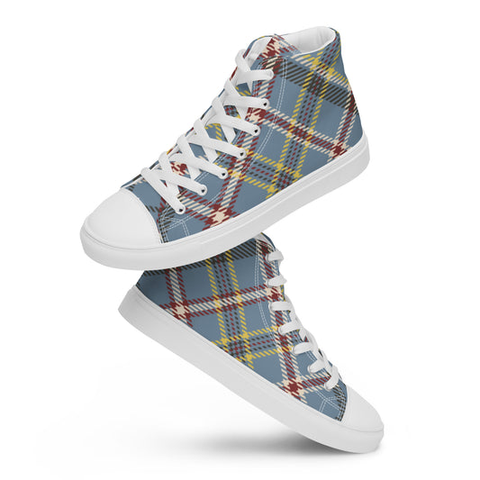 Blue Plaid Women’s high top canvas shoes