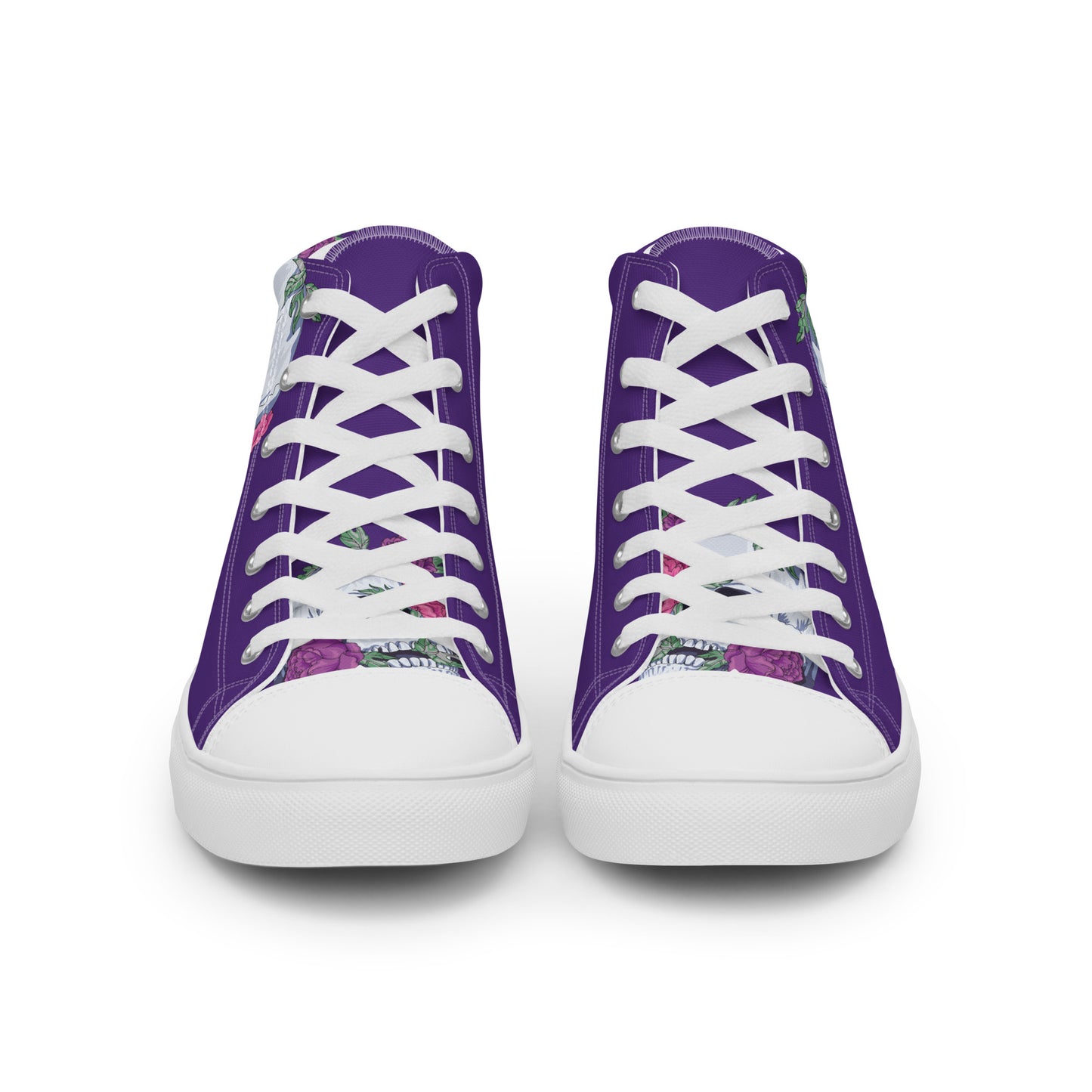 Skull and Flowers Women’s high top canvas shoes