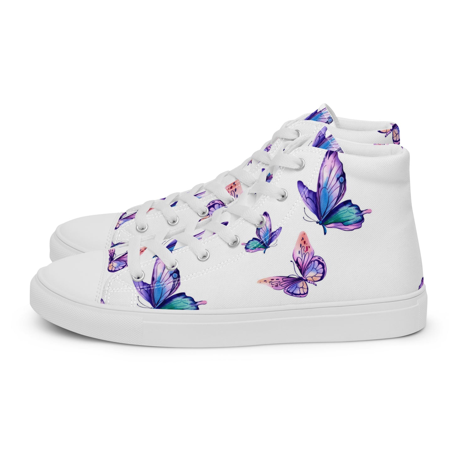 Purple Butterflies Women’s high top canvas shoes