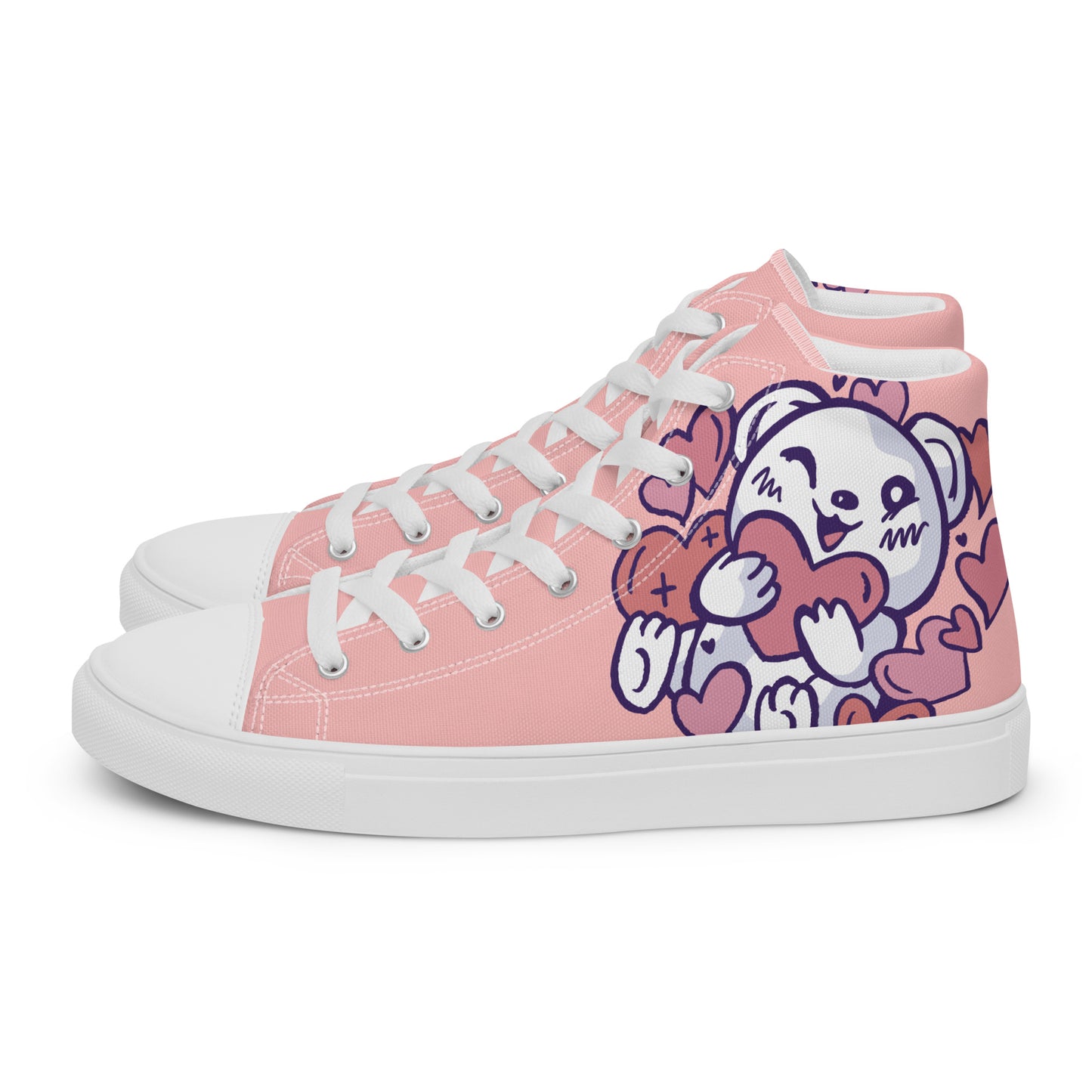 Teddy Bear Love Women’s high top canvas shoes