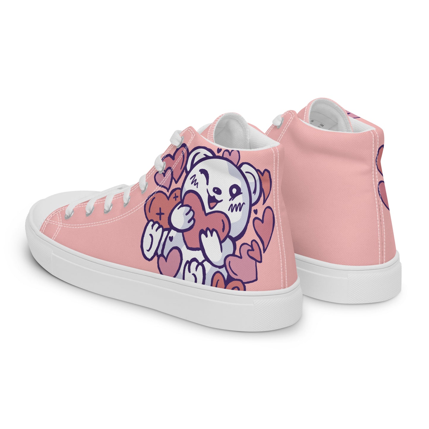 Teddy Bear Love Women’s high top canvas shoes