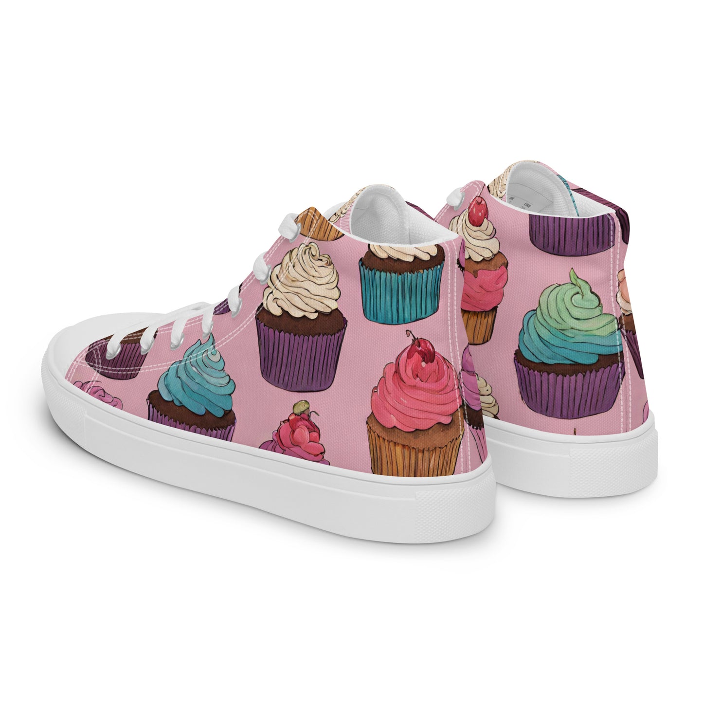 Pink Cupcakes Women’s high top canvas shoes