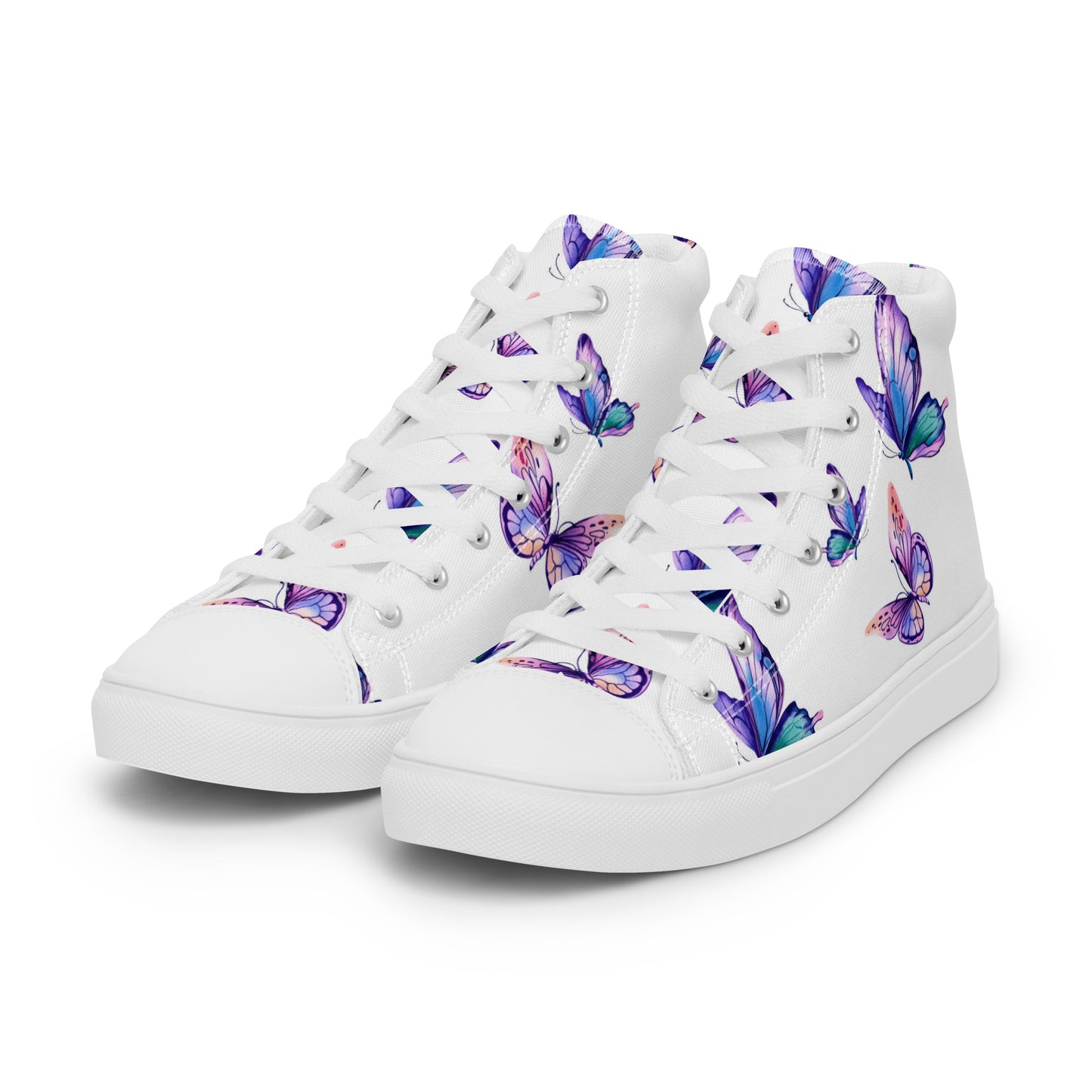 Purple Butterflies Women’s high top canvas shoes