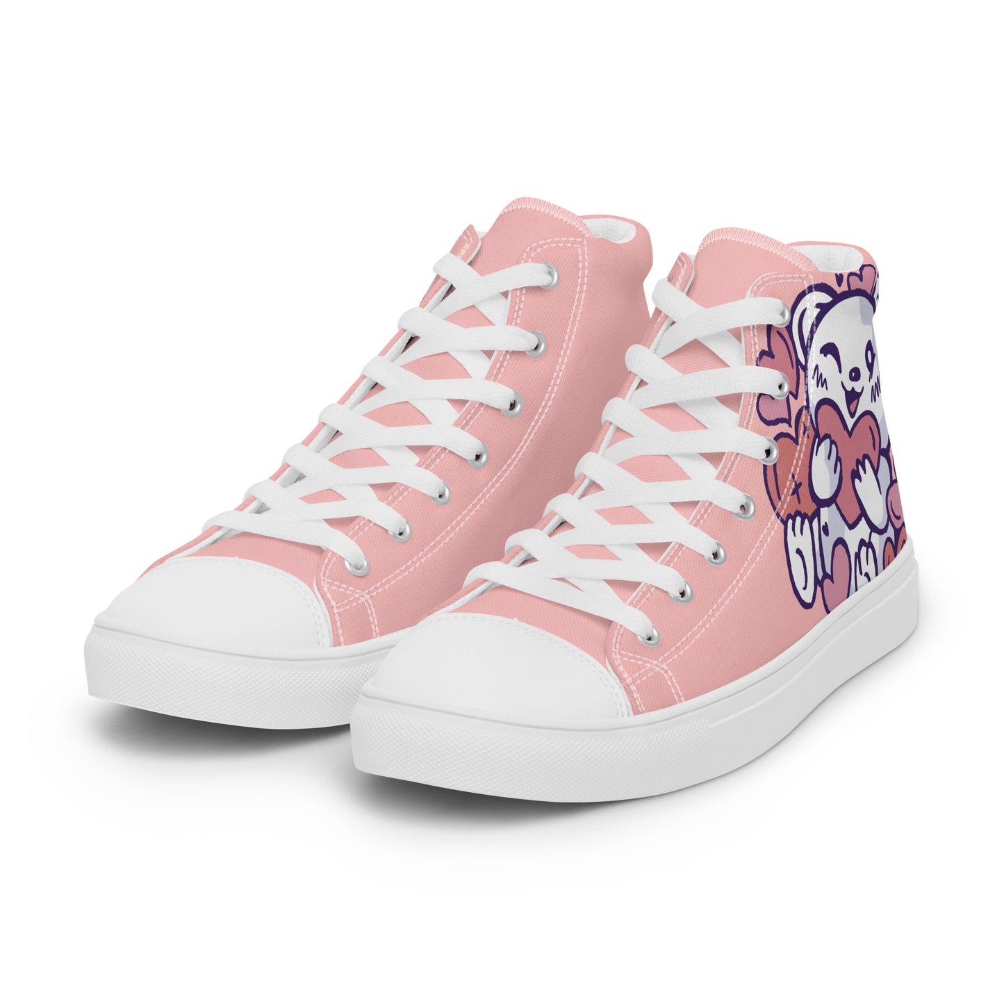 Teddy Bear Love Women’s high top canvas shoes