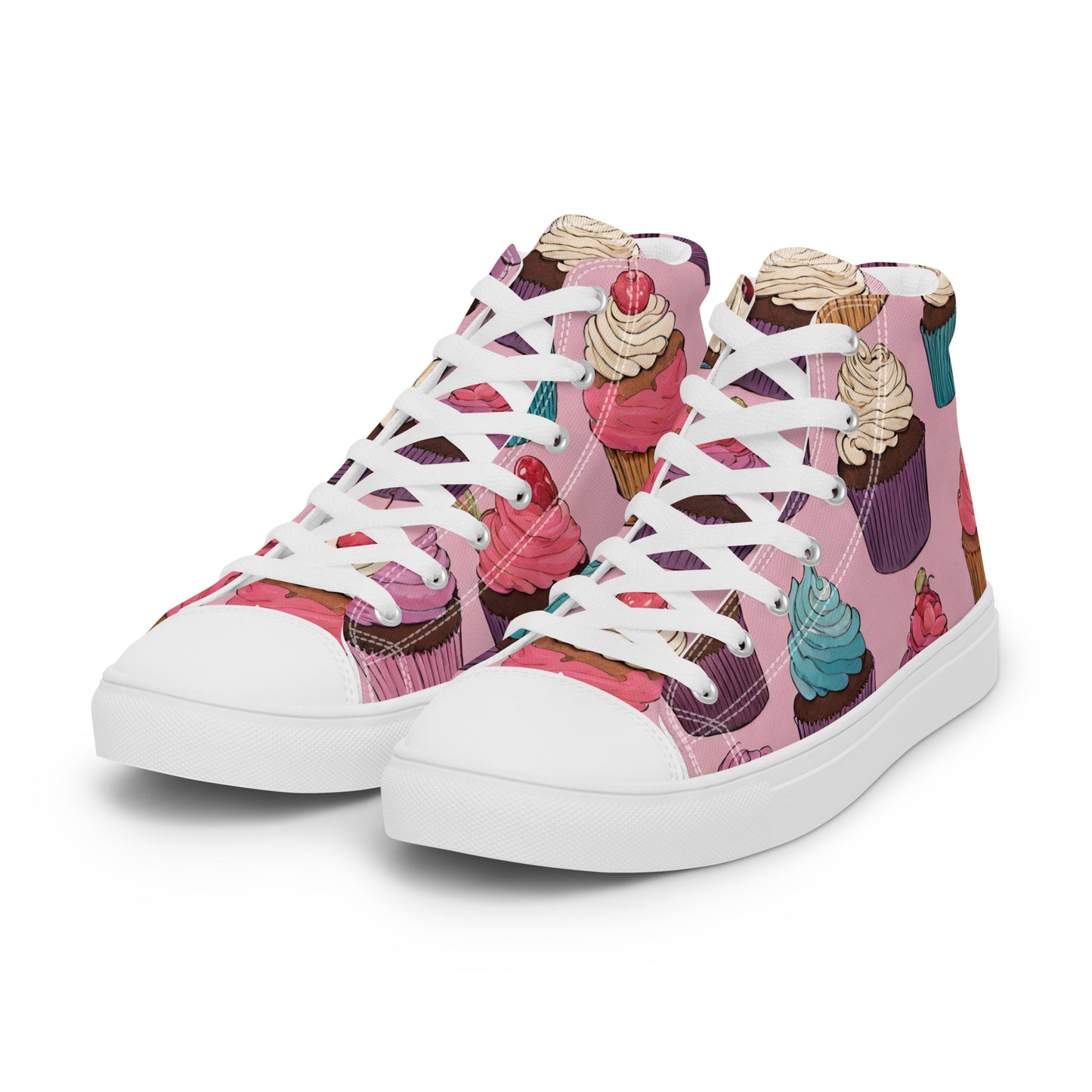 Pink Cupcakes Women’s high top canvas shoes