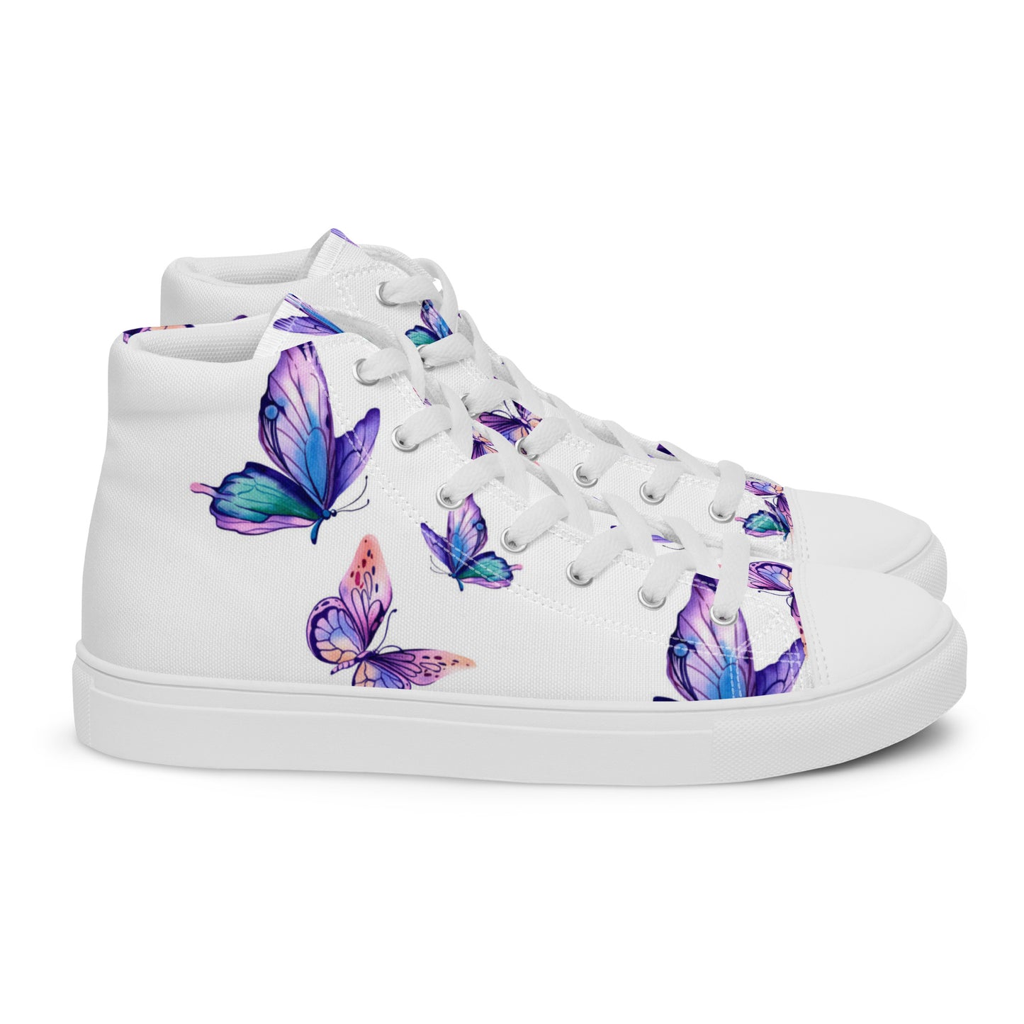 Purple Butterflies Women’s high top canvas shoes