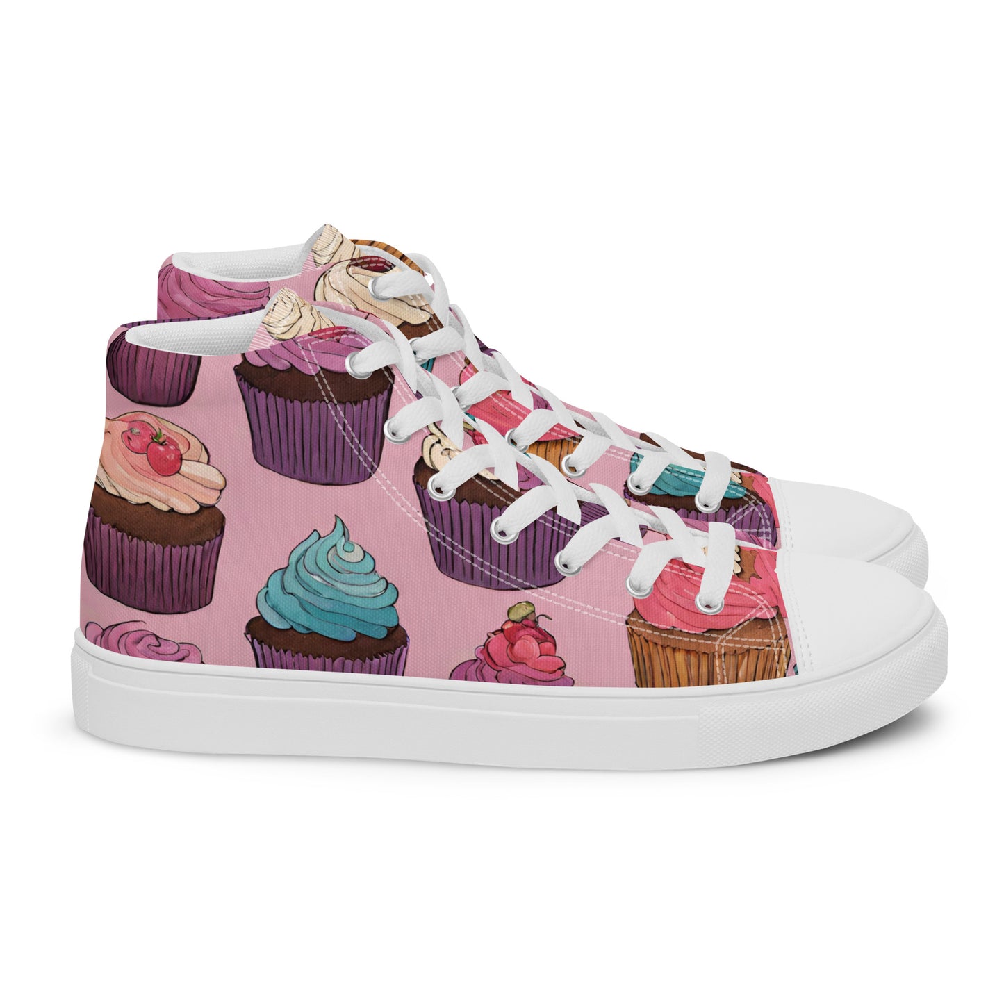 Pink Cupcakes Women’s high top canvas shoes