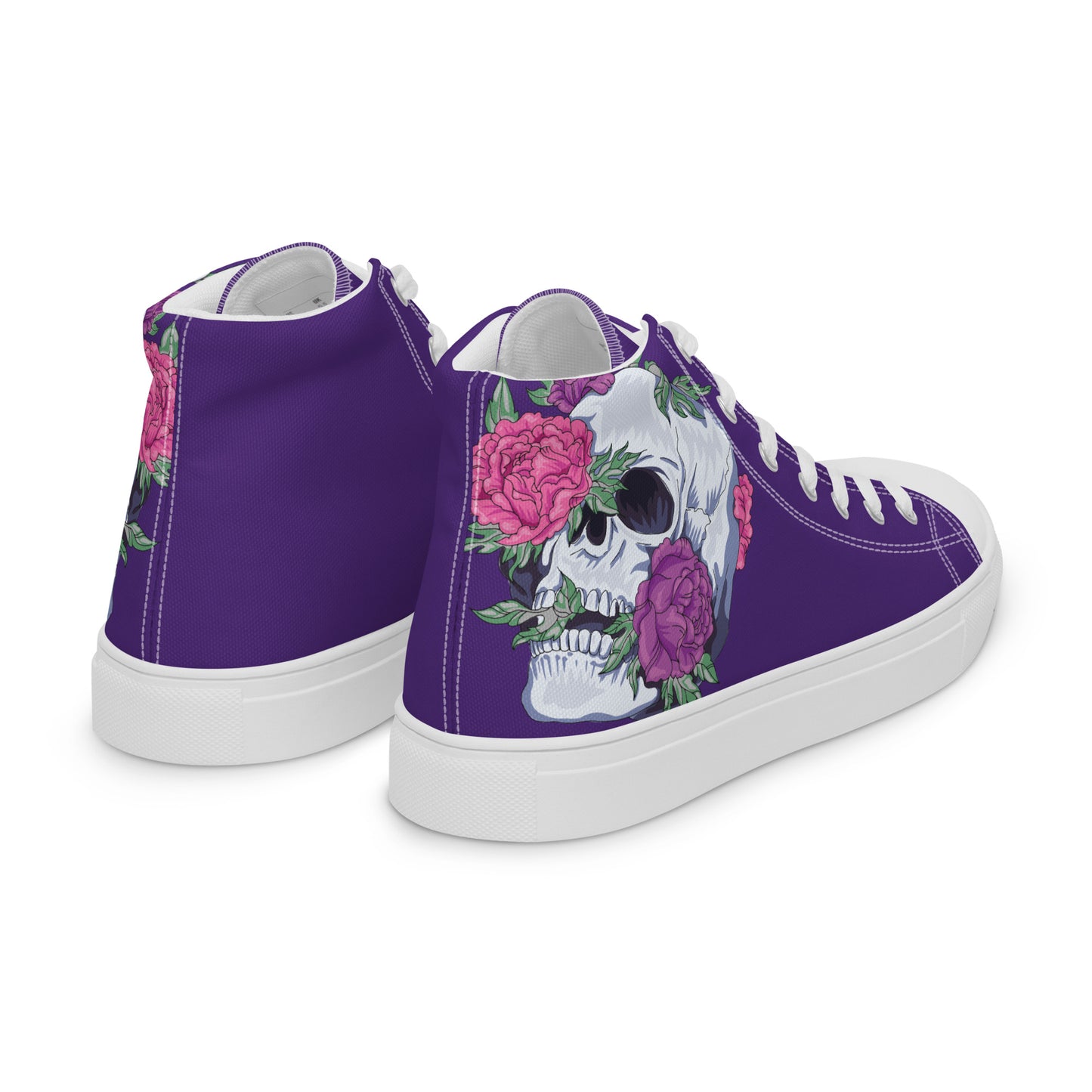 Skull and Flowers Women’s high top canvas shoes