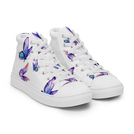 Purple Butterflies Women’s high top canvas shoes