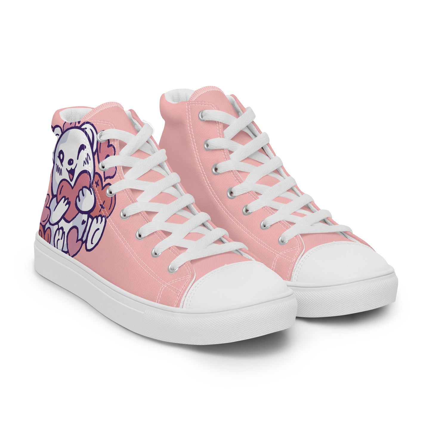 Teddy Bear Love Women’s high top canvas shoes