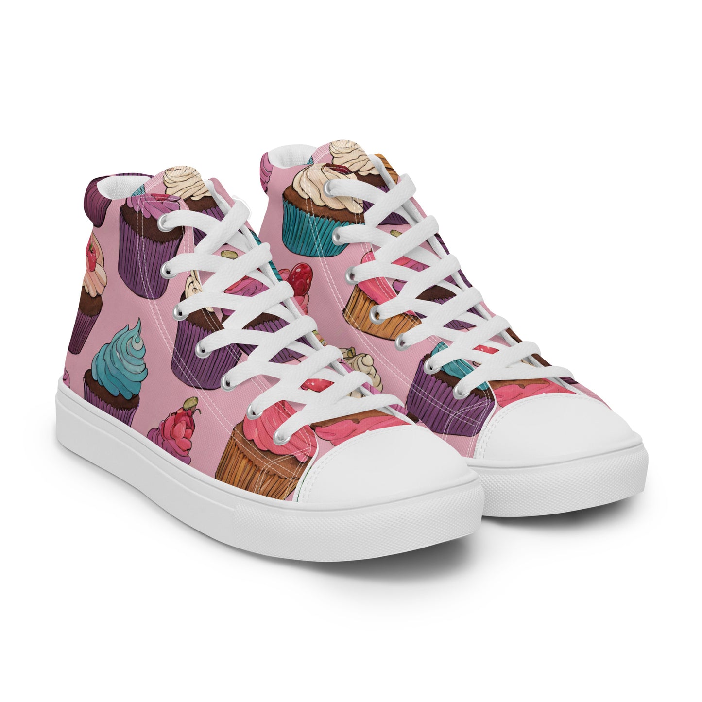 Pink Cupcakes Women’s high top canvas shoes